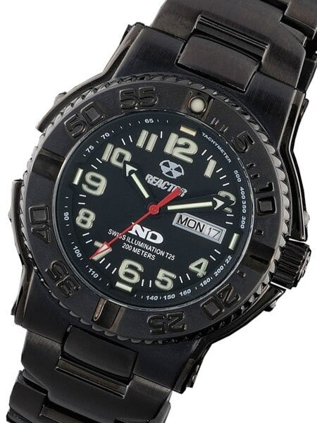 Reactor Trident 200 Meter Dive Watch with Never Dark Illumination, Black SS Case #59501