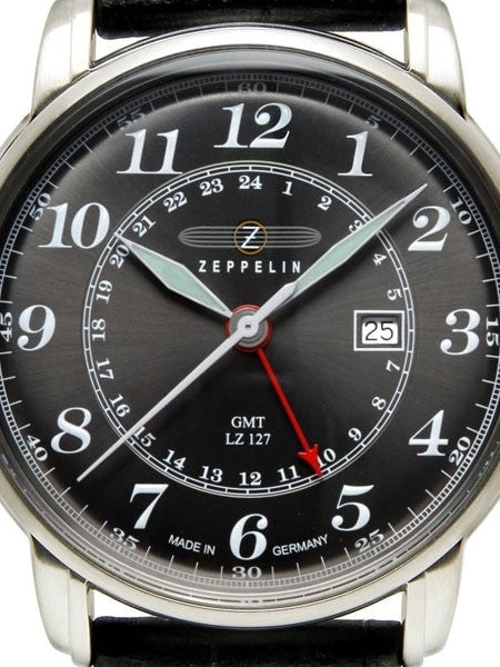 Graf Zeppelin Dual Time, GMT Watch  with Red 24-hr Hand. #7642-2