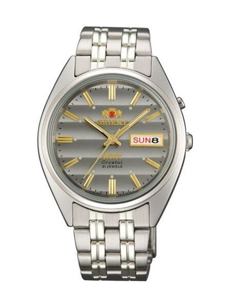 Orient Automatic Watch with Louver-Like Grey Dial, Day-Date and SS Bracelet #EM0401PK