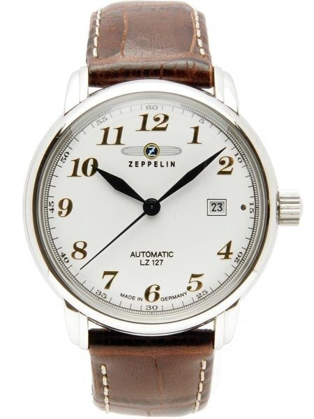 Graf Zeppelin Automatic, Date Watch with Gold Tone Applied Numbers #7656-1