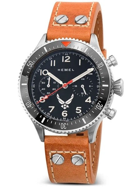 HEMEL Mecaquartz Chronograph Watch with 60-Minute Ceramic Bezel and Sapphire Crystal #HFUSAF1D