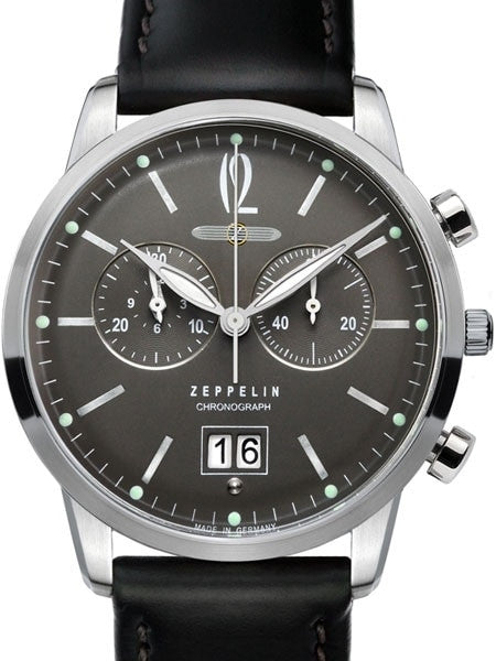 Graf Zeppelin Flatline Big Date, Chronograph Watch with Anthracite Dial #7386-2
