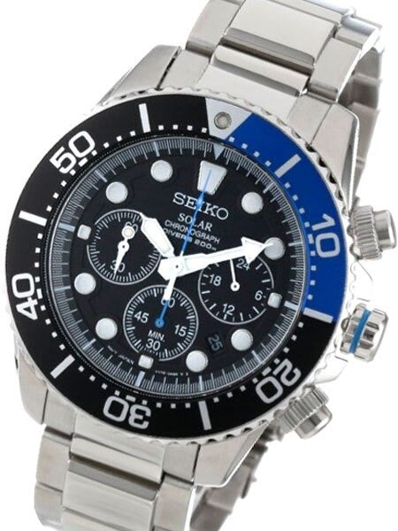 Seiko Solar Quartz Chronograph with Stop-Watch and 24-hour Sub-Dial  #SSC017