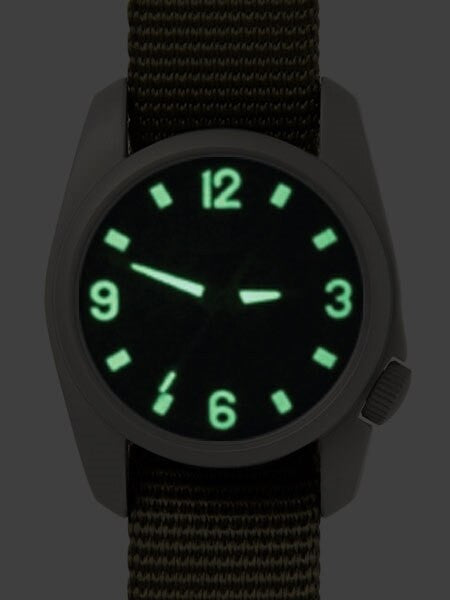 Bertucci A-1T Titanium 36mm Field Watch with Olive Nylon Strap #10302