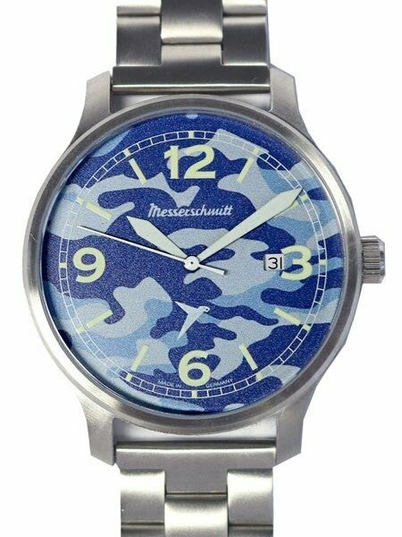 Messerschmitt 42mm Brushed Stainless Steel Case with Blue Messerschmitt Navy Dial #ME-42N-MB