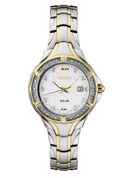 Seiko Women's Solar Dress Watch with 28 Diamonds and Mother of Pearl Dial #SUT372