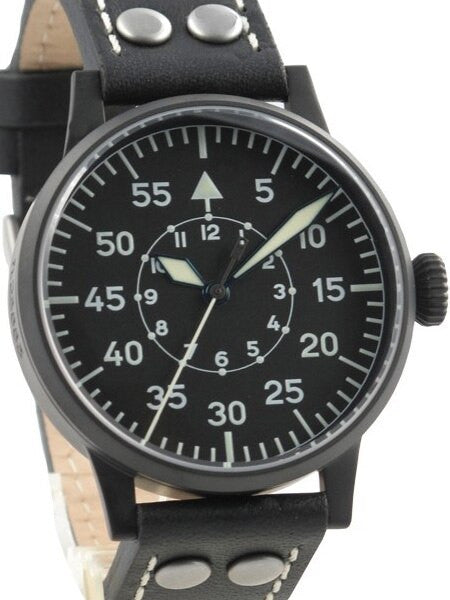 Laco Kassel Black PVD Quartz Pilot Watch with Sapphire Crystal #861793
