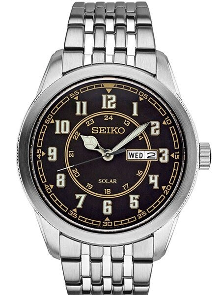 Seiko Recraft Solar Watch with 43mm Stainless Steel Case, Bracelet #SNE445
