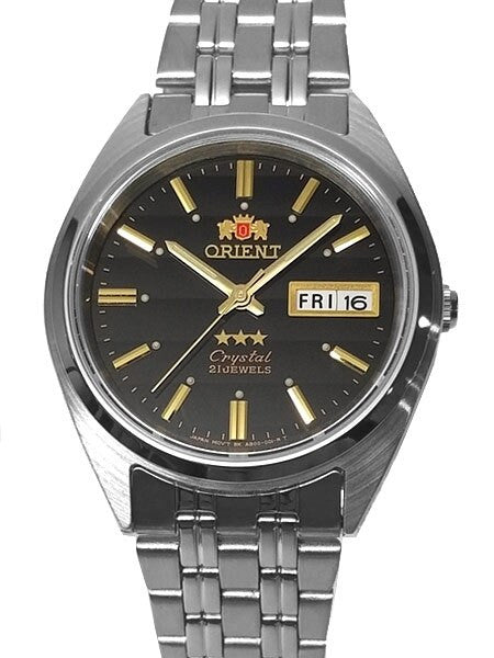 Orient Automatic Watch with Black Dial, Day-Date and SS Bracelet #AB0000DB