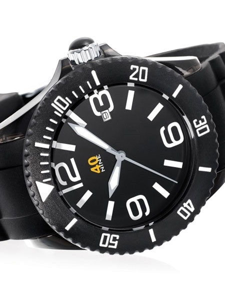 40Nine Black Plastic 46mm Case with Black Silicone Rubber Strap #40NINE02-BLACK3