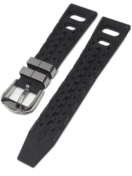 Squale 1521 OEM 20mm Black Tropic Rubber Dive Watch Strap #1521-TROP-Black