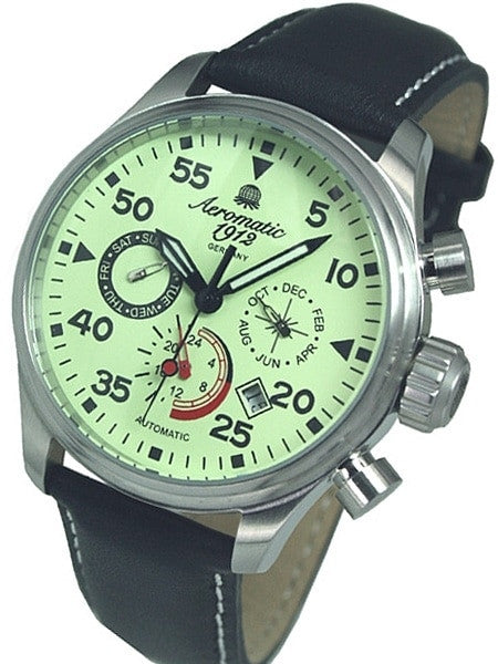 Aeromatic 1912 Calendar Watch with Luminous Dial #A1419 — Long