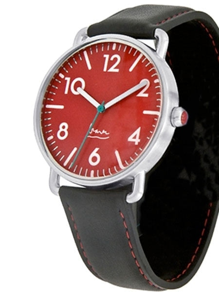 Projects 40mm Red Witherspoon Quartz Watch with Leather Strap #7106R
