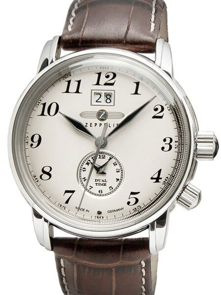 Graf Zeppelin German Made, Dual Time, Big Date Watch with Two Crowns. #7644-5