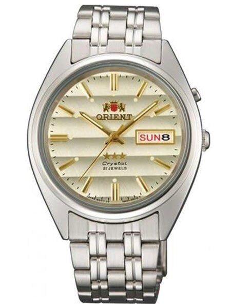 Orient Automatic Watch with Champagne Dial, Day-Date and SS Bracelet #EM0401PC