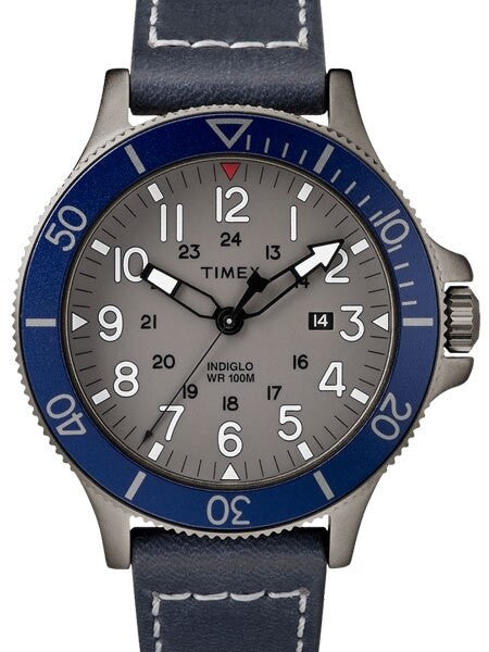 Timex 43mm Allied Coastline Quartz Watch with Grey Dial and INDIGLO Night-Light #TW2R45900VQ