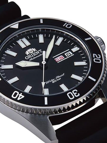Orient Kanno Black Dial Automatic Dive Watch with Black Rubber Dive Strap #RA-AA0010B19A