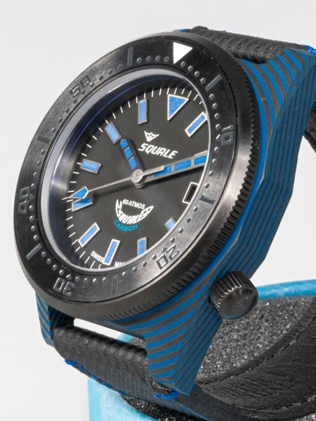Squale 600 Meter Swiss Made Automatic Dive Watch with 42mm Carbon Fiber Case  #T183BL