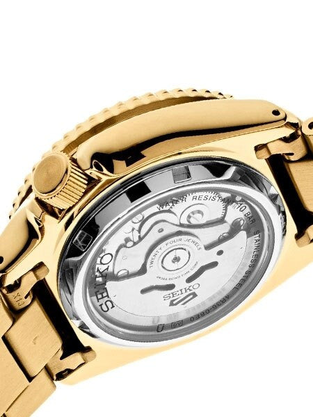 Seiko 5 Sports 24-Jewel Automatic Watch with Goldtone Case, Dial, Bracelet #SRPE74