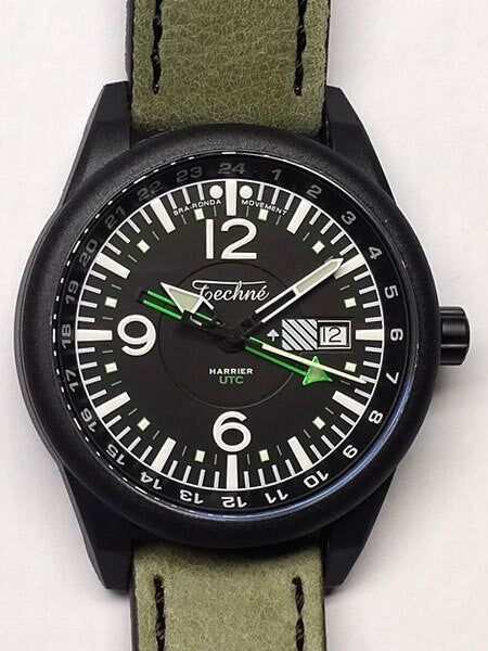 Techne Harrier Dual-Time Zone Watch with 41.5mm Carbon Reinforced Polymer Case #368.174