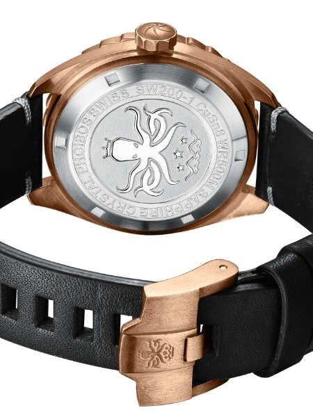 PHOIBOS Eagle Ray 500-Meter Swiss Automatic Dive Watch with Bronze Case, Black Meteorite Dial #PY018F