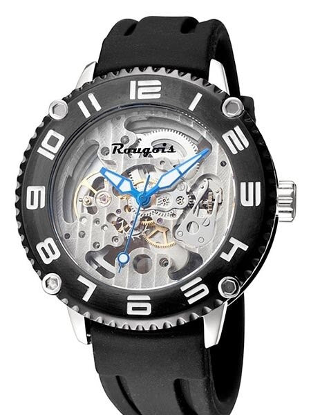Rougois Skeleton Automatic (self-winding) Watch with Black Bezel 3285M-RB-2