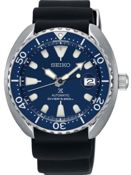 Seiko Baby Turtle Prospex Automatic Dive Watch with Blue Dial and Silicone Dive Strap #SRPC39J1