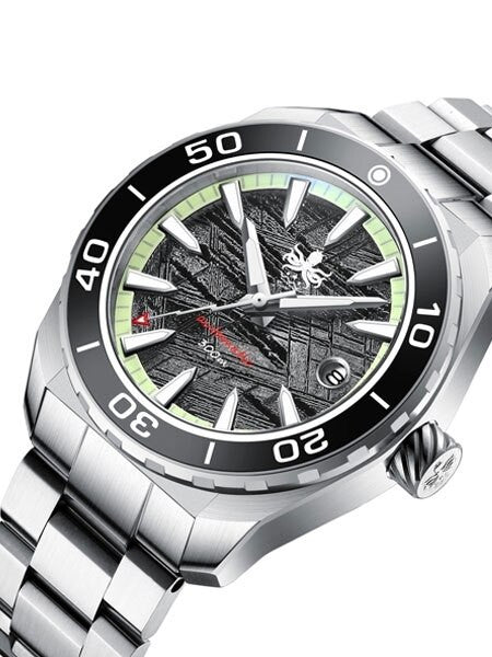 PHOIBOS Proteus 300-Meter Automatic Dive Watch with Meteorite Dial, AR Double Dome Sapphire Crystal #PY024F