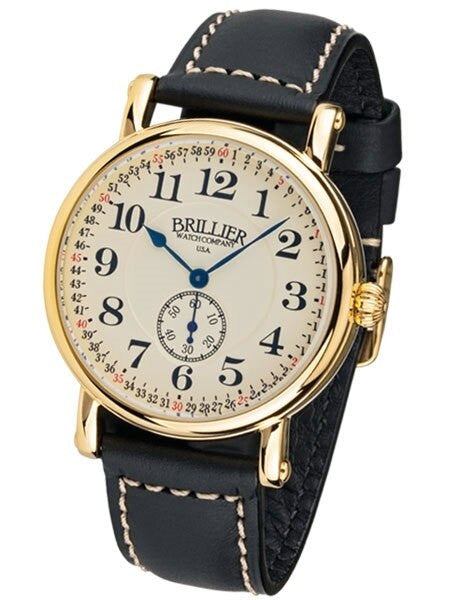 Brillier 43mm Americana Chapter 2 Railroad Swiss Quartz Watch with Calfskin Leather Strap #BR-09