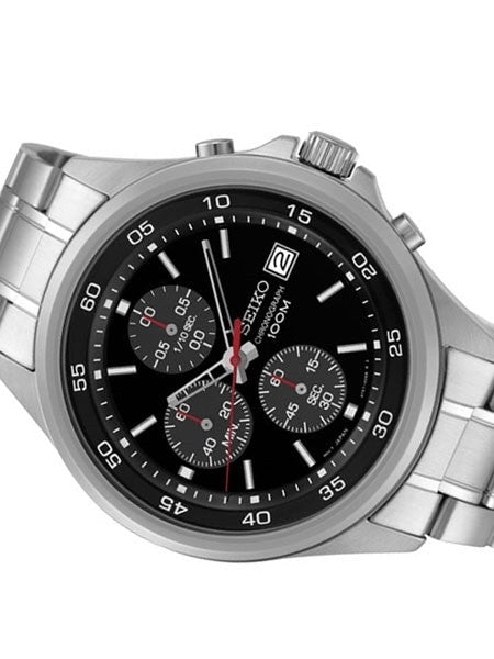 Seiko Black Dial Chronograph with Sixty-Minute Stopwatch #SKS477
