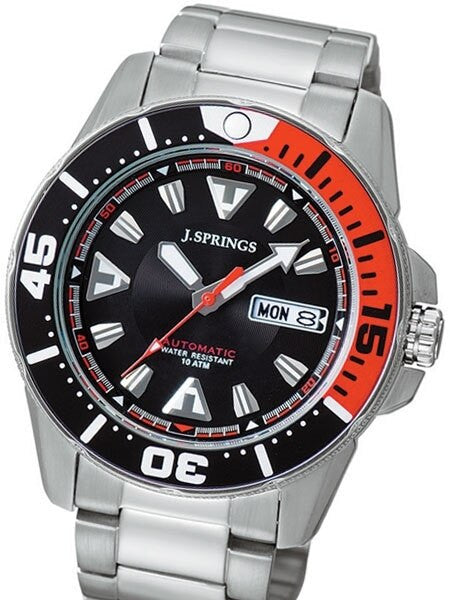 J. Springs Automatic 21-Jewel Sport Dive Watch with Day and Date, Black Dial #BEB077