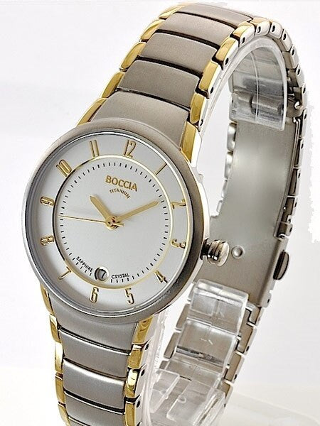 Boccia Ladies Quartz Watch with Two-Tone Titanium Case and Bracelet #3158-02