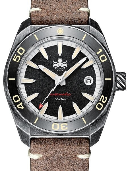 PHOIBOS Black Proteus 300-Meter Automatic Dive Watch with AR Double Dome Sapphire Crystal #PY028C