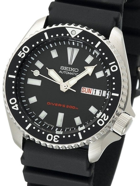 Scratch and Dent - Seiko Black 21-Jewel Automatic Dive Watch with Rubber Strap #SKX173-SND