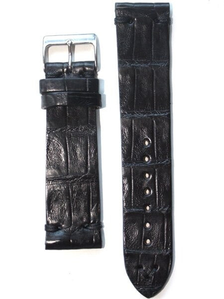 Handmade Italian Vintage Style Black Center Cut Crocodile, Tacking-Stitching #GR-VIN01