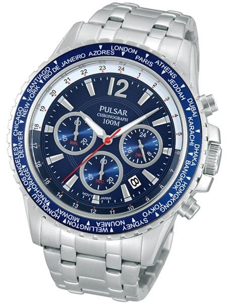 Pulsar Quartz Chronograph Watch with Stopwatch and 24-Hour Sub-Dial #PT3579