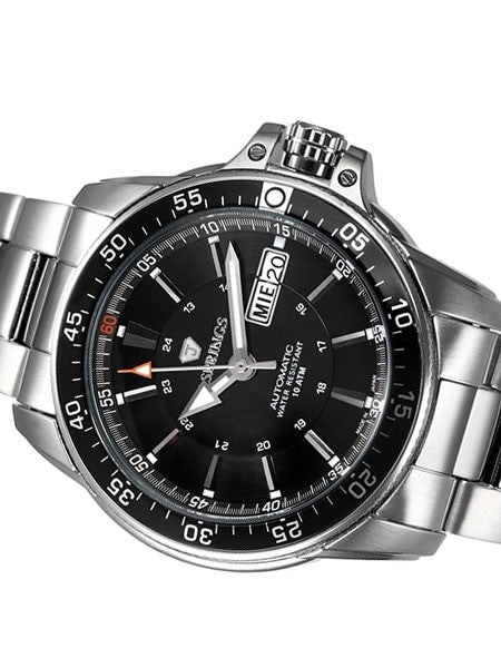 J. Springs Automatic 21-Jewel Sport Watch with Day and Date, Black Dial #BEB059