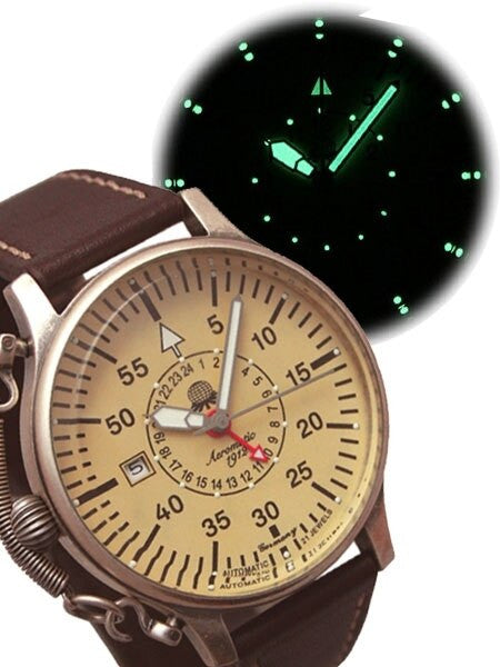 Aeromatic 1912 Automatic 24 Hour Watch, Large Minutes and Spring Crown Guard #A1394