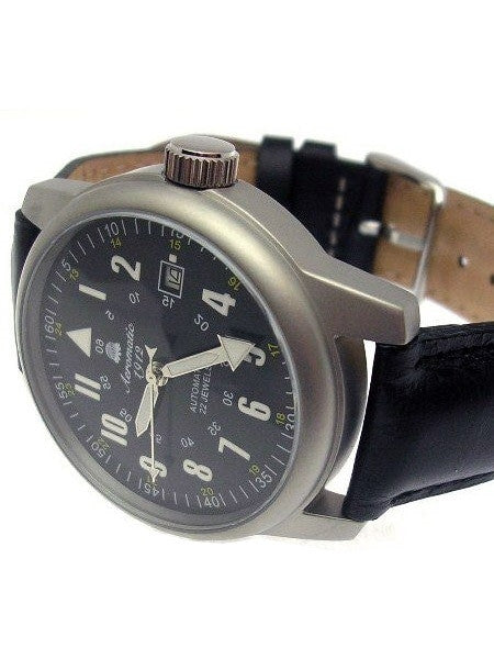 Scratch and Dent - Aeromatic 1912 Automatic Aviator Watch with Black Strap #A1027 Black