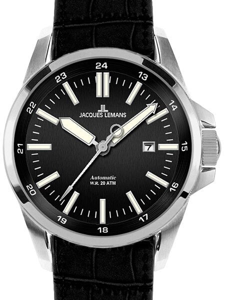 Jacques Lemans 44mm Liverpool Automatic Watch with a Black Dial #1-1516A