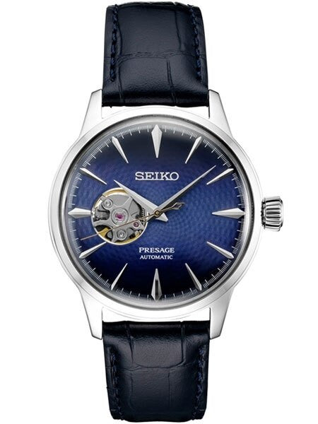 Seiko Presage Blue Automatic Dress Watch with Open Heart #SSA405