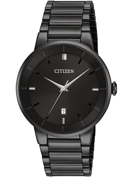 Citizen Quartz Black Ion, Thin Dress Watch with Matching Bracelet #BI5017-50E