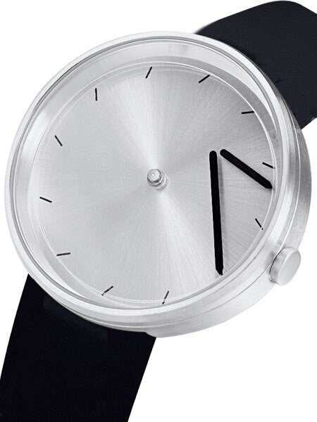 Projects 40mm Silver Twirler Quartz Watch with Black Silicone Strap #7320G