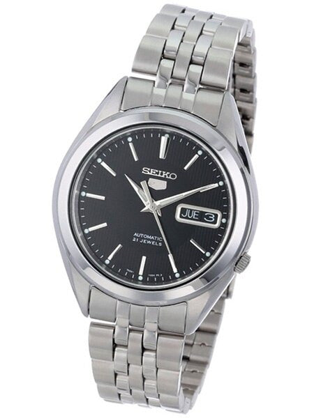 Seiko 5 Automatic Black Dial Watch with Stainless Steel Bracelet #SNKL23