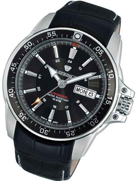 J. Springs Automatic 21-Jewel Sport Watch with Day and Date, Black Dial #BEB097