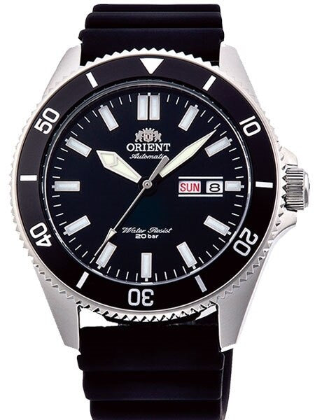 Orient Kanno Black Dial Automatic Dive Watch with Black Rubber Dive Strap #RA-AA0010B19A