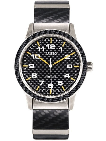 Aristo Swiss Automatic Pilot's Watch with Carbon Fiber Dial, Bracelet and Bezel #7H83