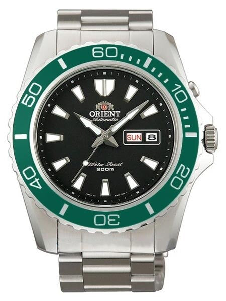 Orient Mako XL 21-Jewel Automatic Dive Watch with Green Bezel