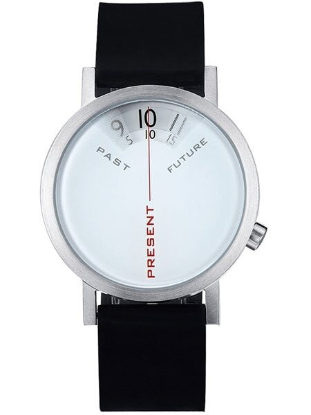 Projects 40mm Past, Present and Future Quartz Watch with Leather Strap  #7214L-40