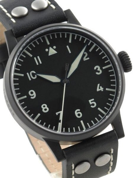 Laco Damme Black PVD Quartz Pilot Watch with Sapphire Crystal #861792